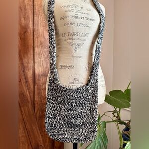 Johnny Was Black and White Knit Crossbody Bag NWT